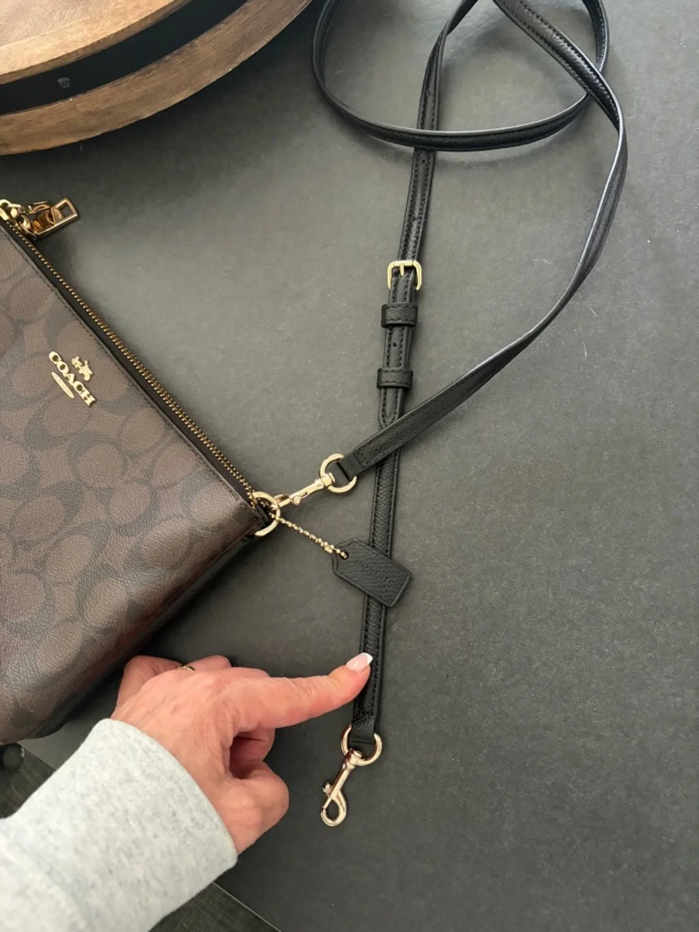 Coach Brown Signature Canvas Crossbody Bag with Gold Hardware